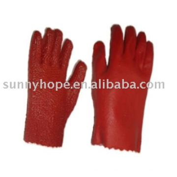 Roter pvc tauchte handschuh mit Handtuchliner für chemische Arbeiter, Autowaschhandschuh